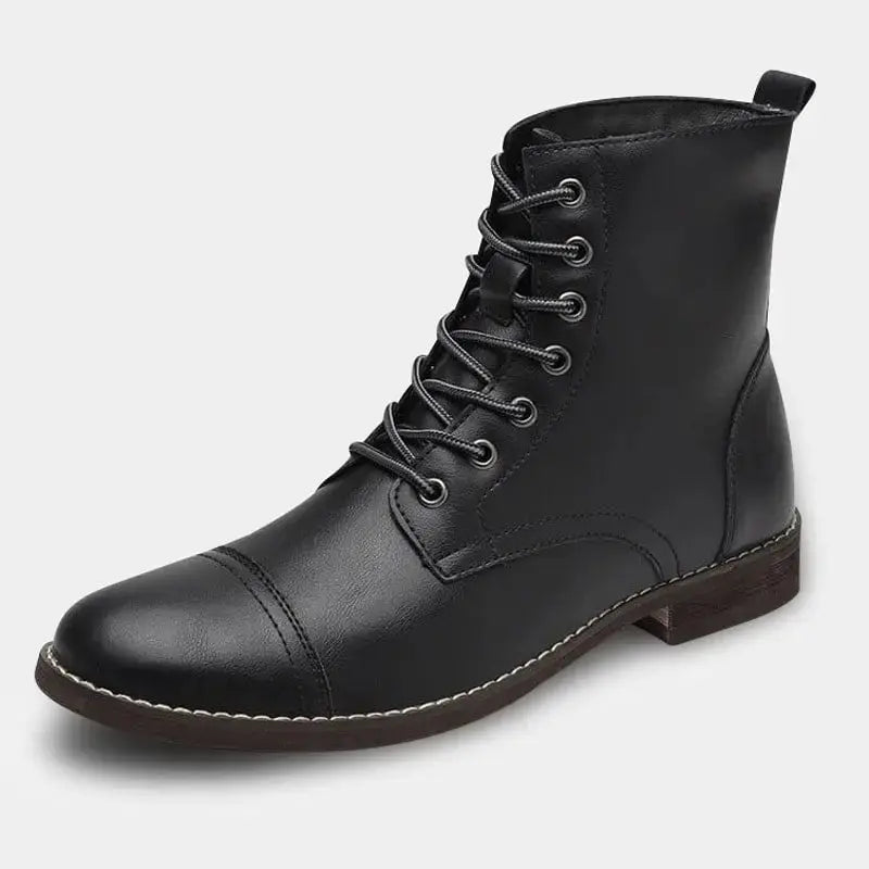 Bottes Tommy en cuir noir