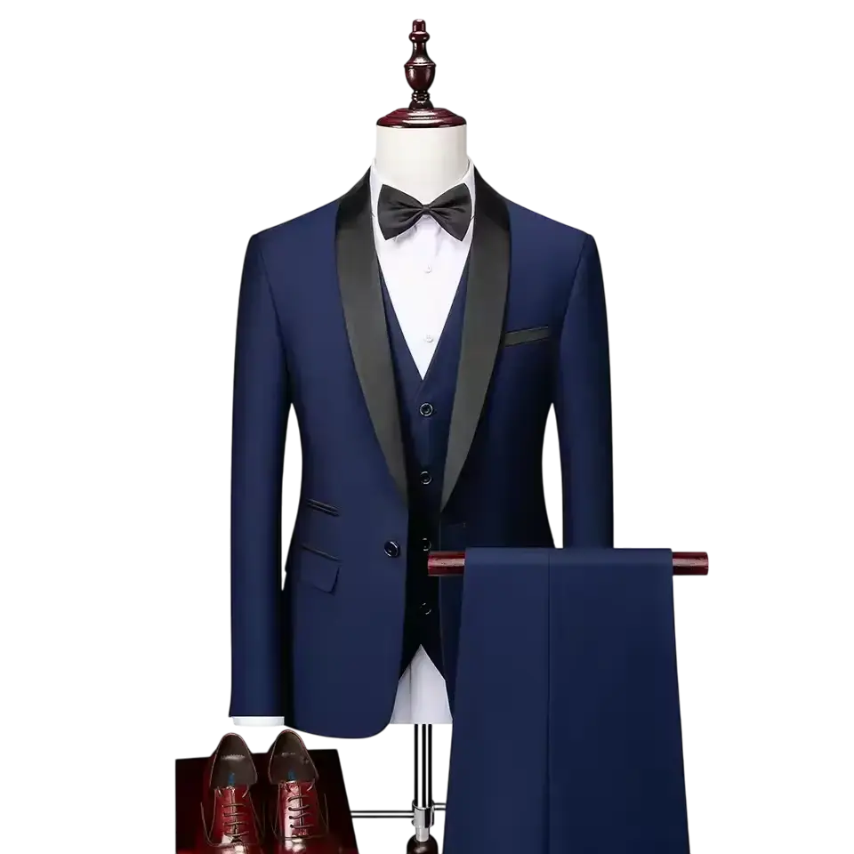 Arthur Navy Blue Three-Piece Tuxedo Suit